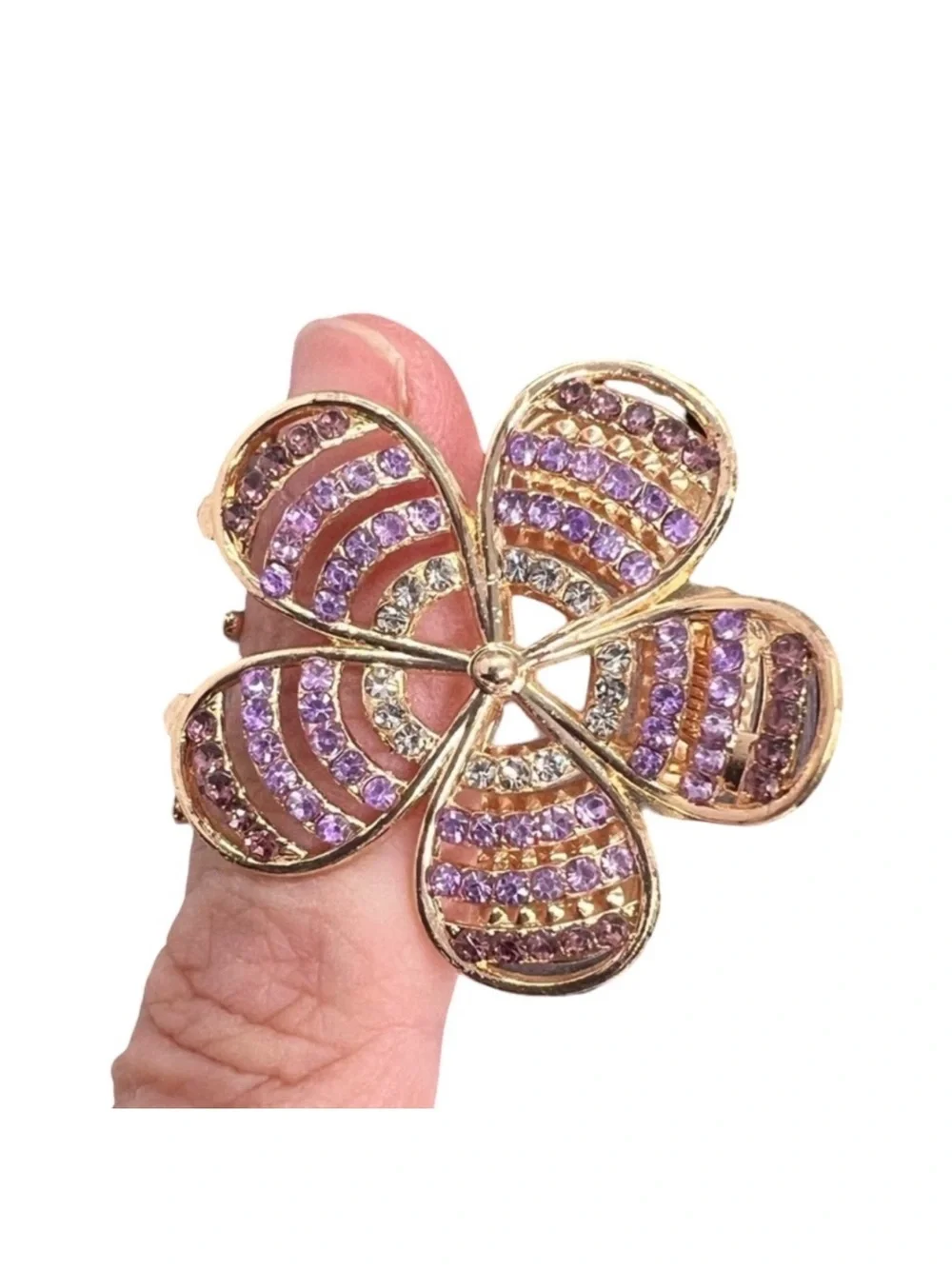 Gold-Tone Floral Hair Clip with Purple Crystals FINAL PRICE DROP